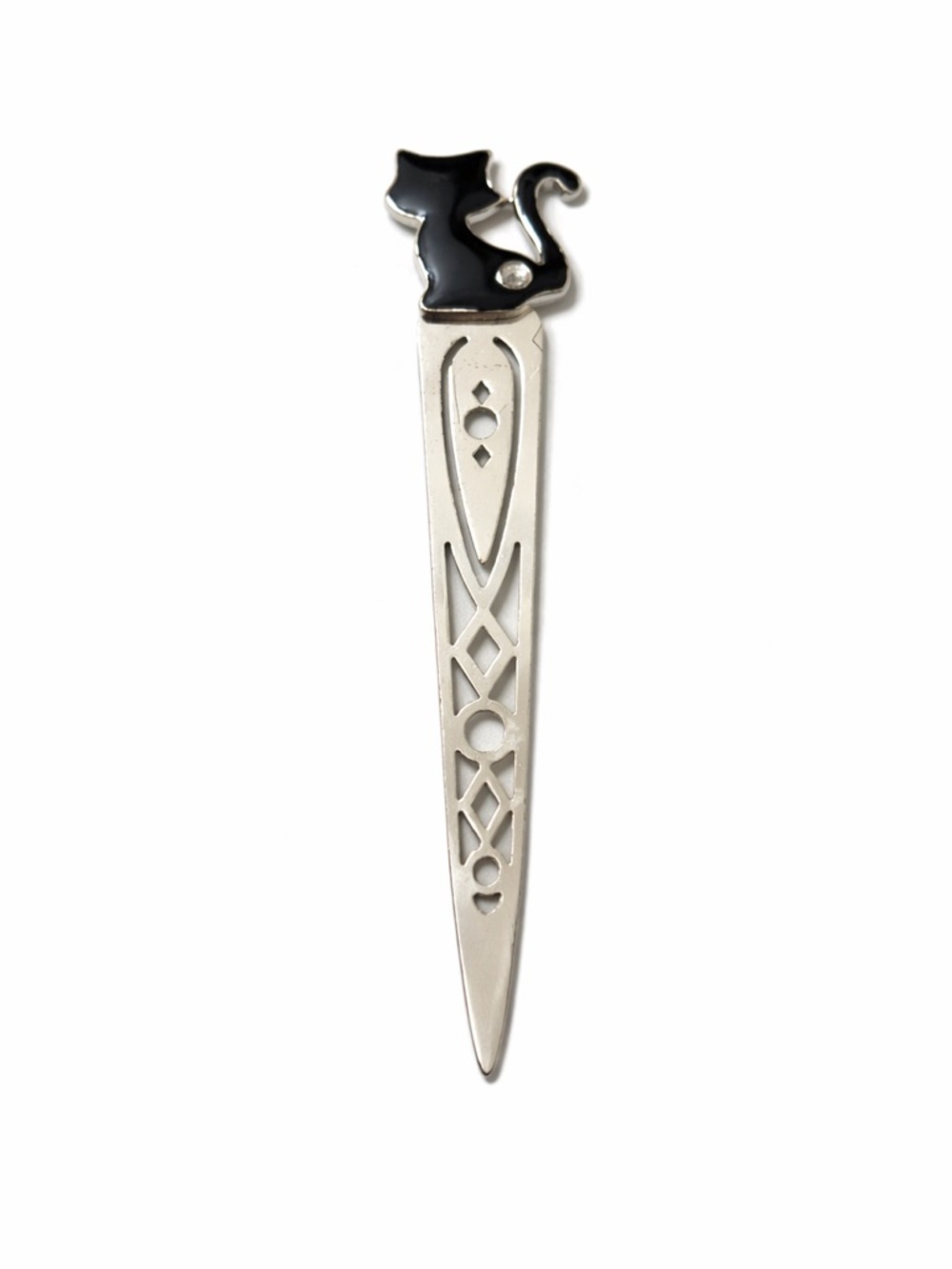 Cat Bookmark Black Enamel Rhinestone